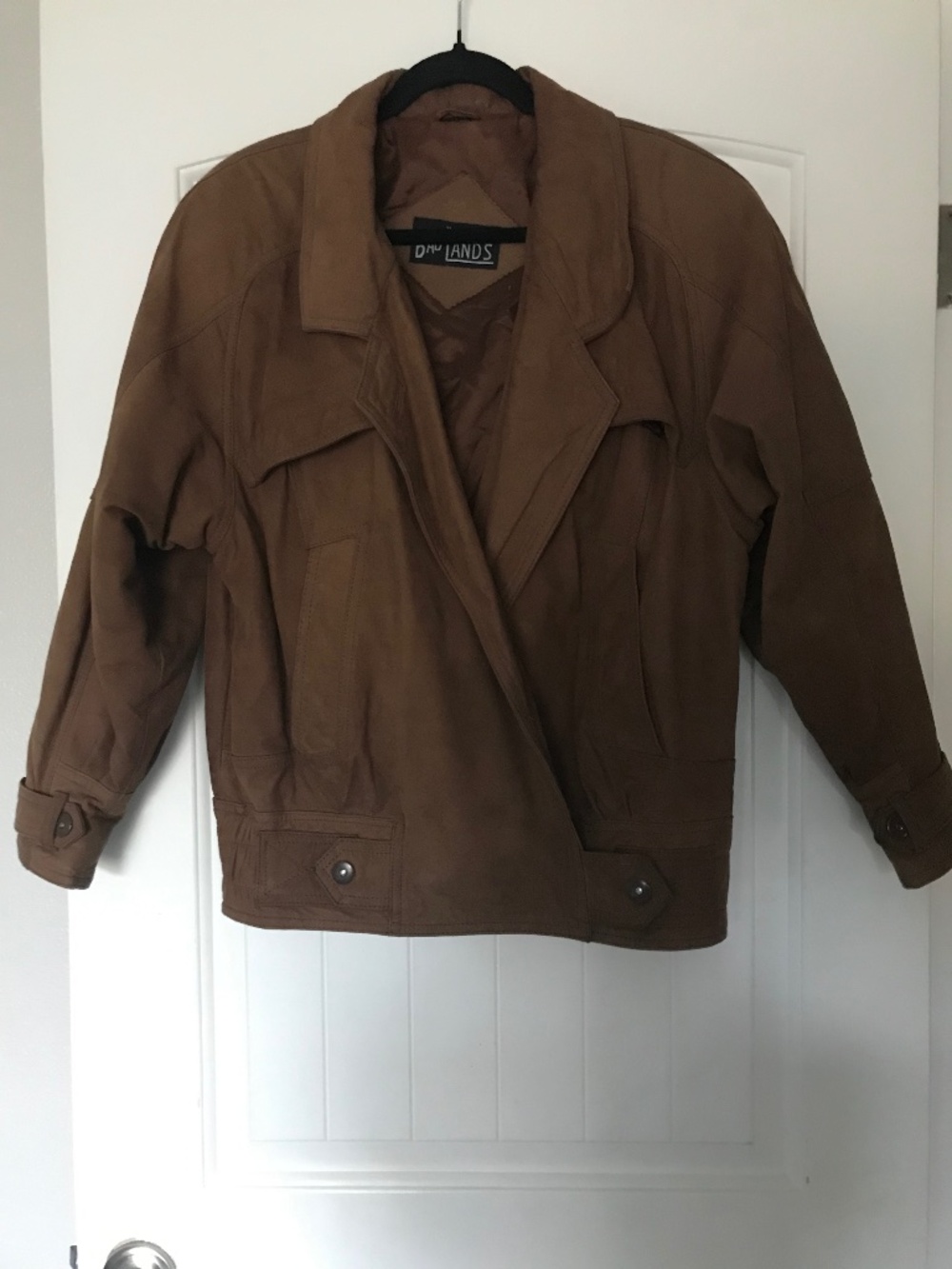 Badlands vintage leather 80s bomber jacket Mens medium Womens large